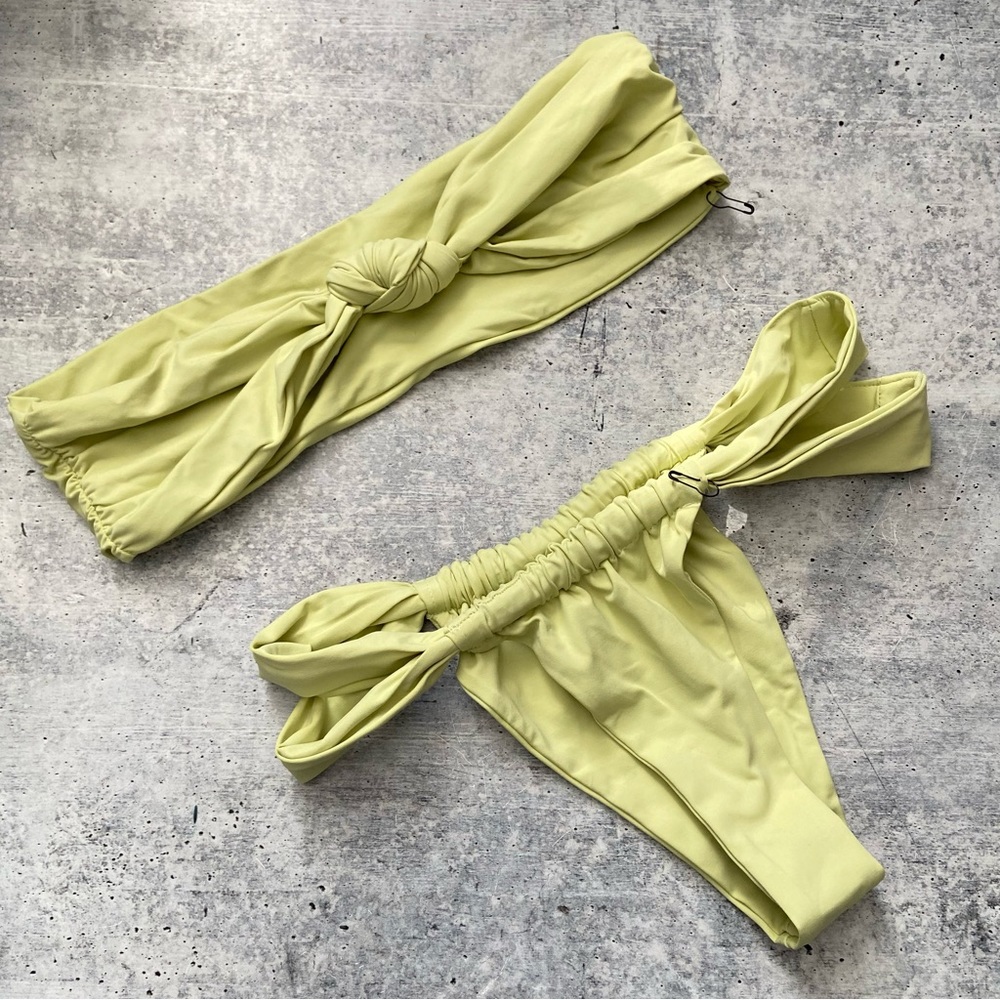 Free People Stone Fox Swim Lele top + Bijou bottom Light Green